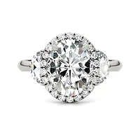 Charles & Colvard 3.93 ct. tw. Lab Created Moissanite Oval Three Stone Ring 14K White Gold