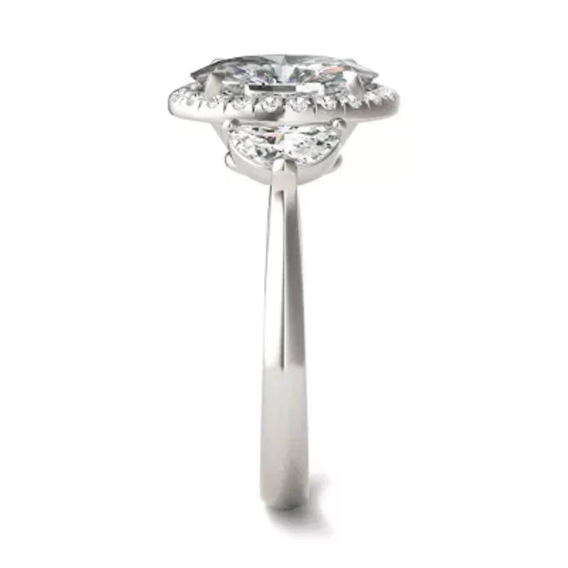 Charles & Colvard 3.93 ct. tw. Lab Created Moissanite Oval Three Stone Ring 14K White Gold