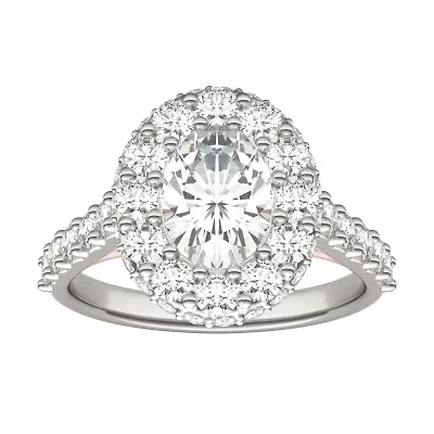 Charles & Colvard 2.78 ct. tw. Lab Created Moissanite Oval Cathedral Halo Ring