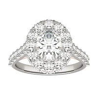 Charles & Colvard 2.78 ct. tw. Lab Created Moissanite Oval Cathedral Halo Ring