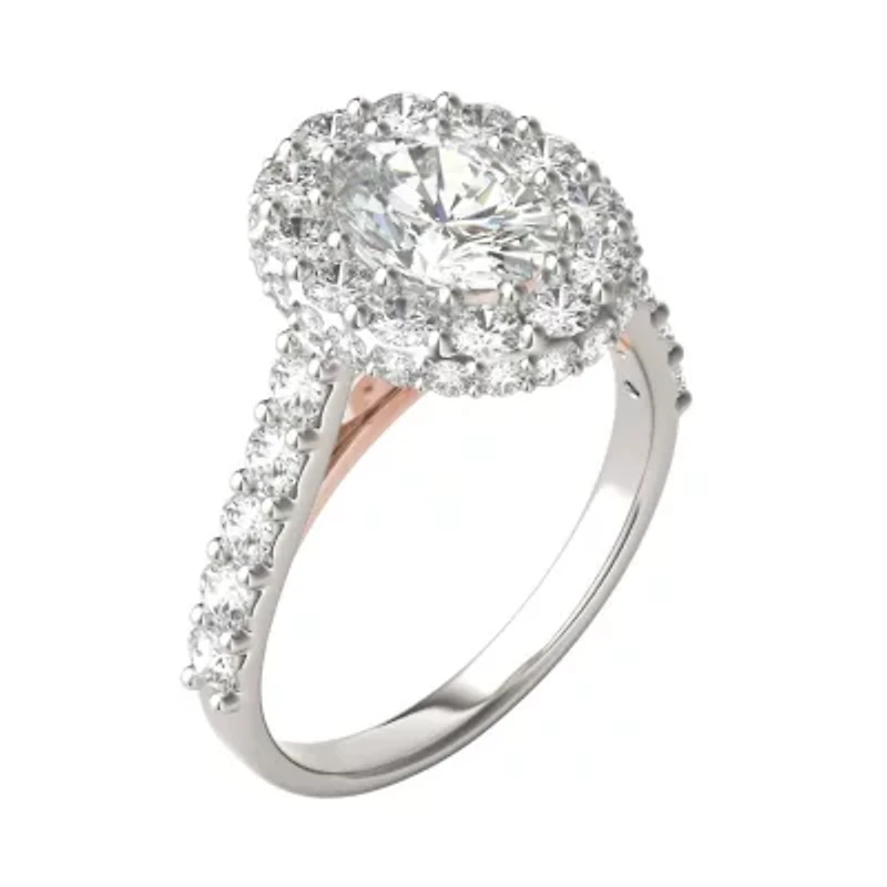 Charles & Colvard 2.78 ct. tw. Lab Created Moissanite Oval Cathedral Halo Ring