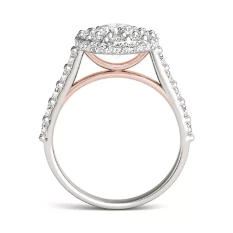 Charles & Colvard 2.78 ct. tw. Lab Created Moissanite Oval Cathedral Halo Ring