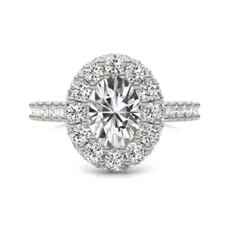 Charles & Colvard 2.78 ct. tw. Lab Created Moissanite Oval Cathedral Halo Ring