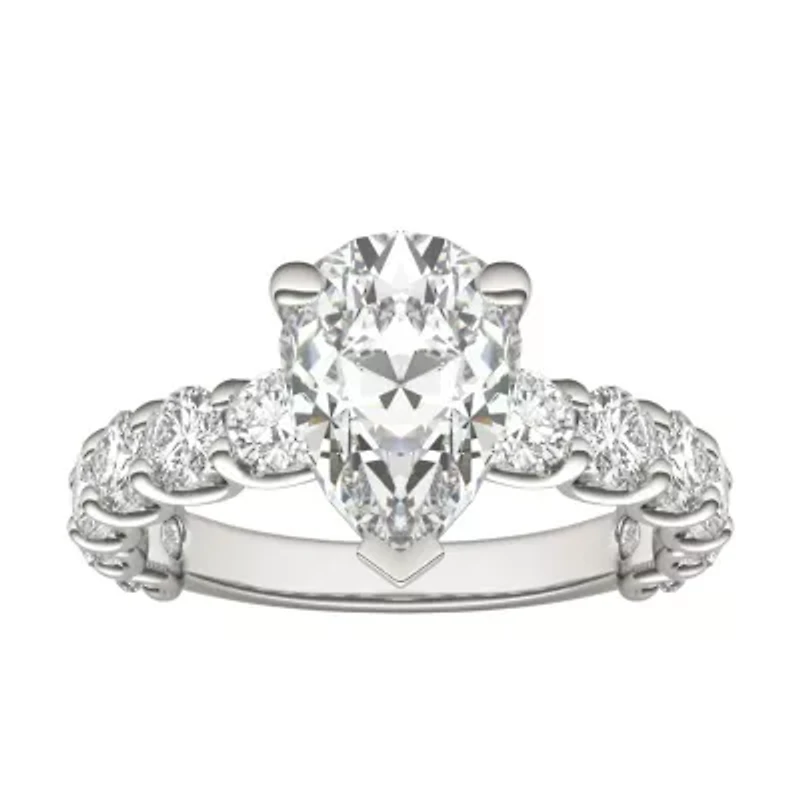 3.66 ct. tw. Lab Created Moissanite Pear Trellis Engagement Ring 14K White Gold