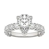 3.66 ct. tw. Lab Created Moissanite Pear Trellis Engagement Ring 14K White Gold