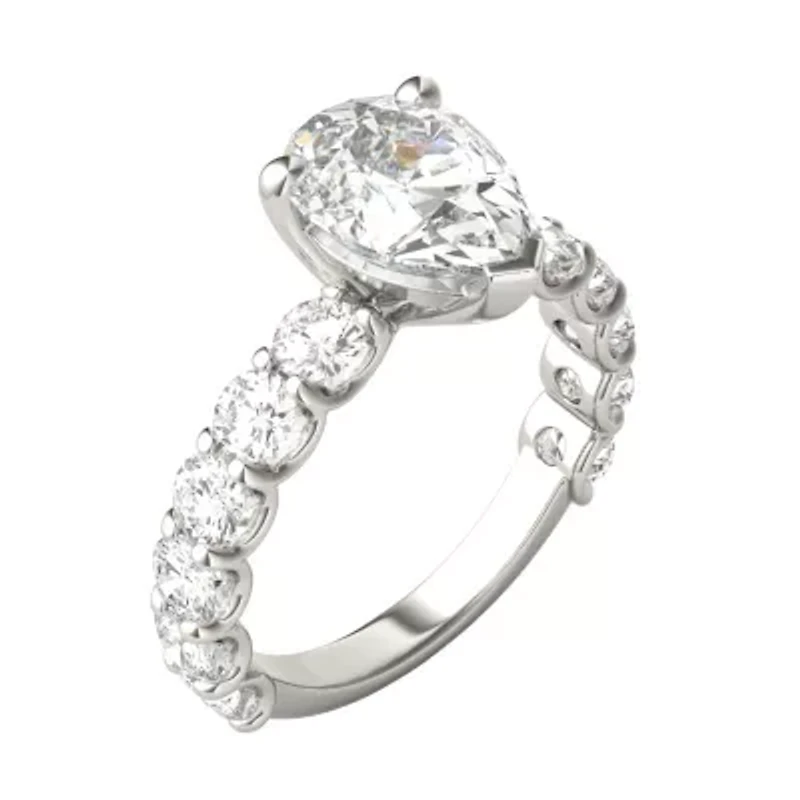 3.66 ct. tw. Lab Created Moissanite Pear Trellis Engagement Ring 14K White Gold