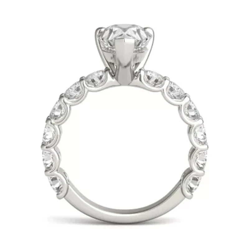 3.66 ct. tw. Lab Created Moissanite Pear Trellis Engagement Ring 14K White Gold