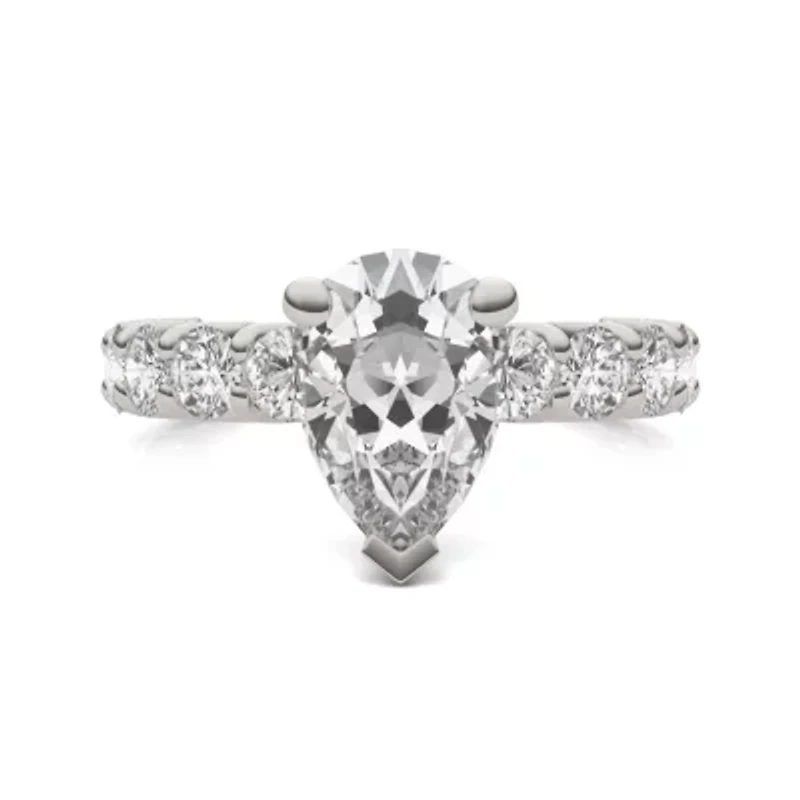 3.66 ct. tw. Lab Created Moissanite Pear Trellis Engagement Ring 14K White Gold
