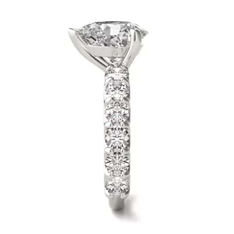 3.66 ct. tw. Lab Created Moissanite Pear Trellis Engagement Ring 14K White Gold