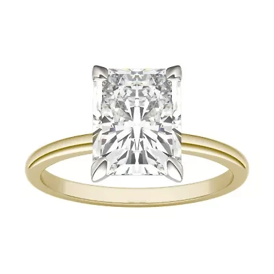 Charles & Colvard 2.7 ct. tw. Lab Created Moissanite Radiant Solitaire Ring 14K White and Yellow Gold