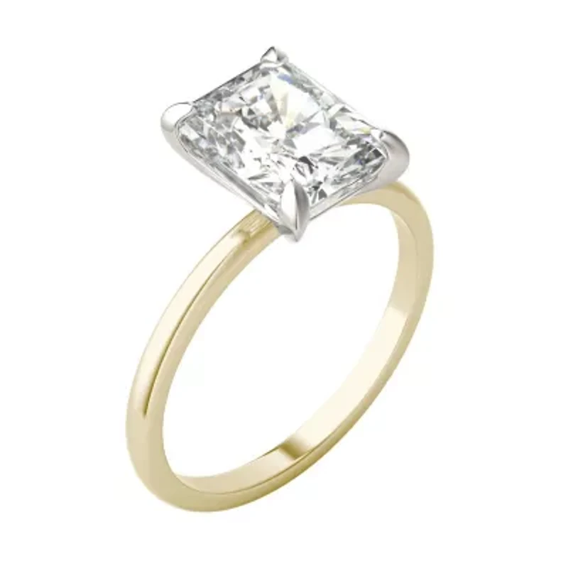 Charles & Colvard 2.7 ct. tw. Lab Created Moissanite Radiant Solitaire Ring 14K White and Yellow Gold