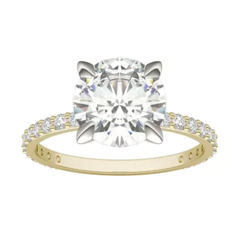 Charles & Colvard 2.62 ct. tw. Lab Created Moissanite Round Engagement Ring 14K White and Yellow Gold