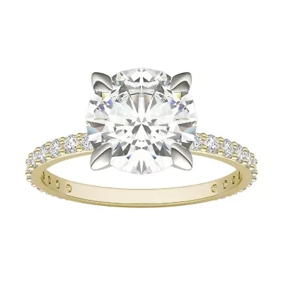 Charles & Colvard 2.62 ct. tw. Lab Created Moissanite Round Engagement Ring 14K White and Yellow Gold