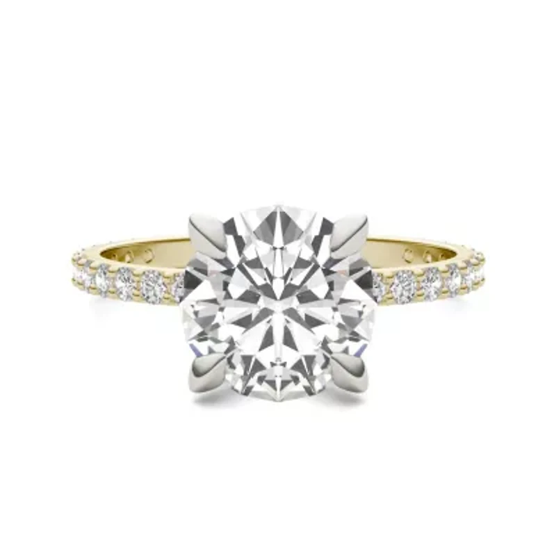Charles & Colvard 2.62 ct. tw. Lab Created Moissanite Round Engagement Ring 14K White and Yellow Gold
