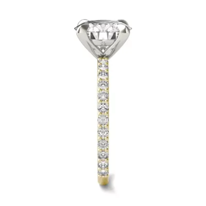 Charles & Colvard 2.62 ct. tw. Lab Created Moissanite Round Engagement Ring 14K White and Yellow Gold