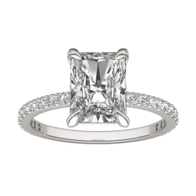 Charles & Colvard 3.12 ct. tw. Lab Created Moissanite Radiant Engagement Ring 14K White Gold