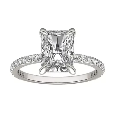 Charles & Colvard 3.12 ct. tw. Lab Created Moissanite Radiant Engagement Ring 14K White Gold