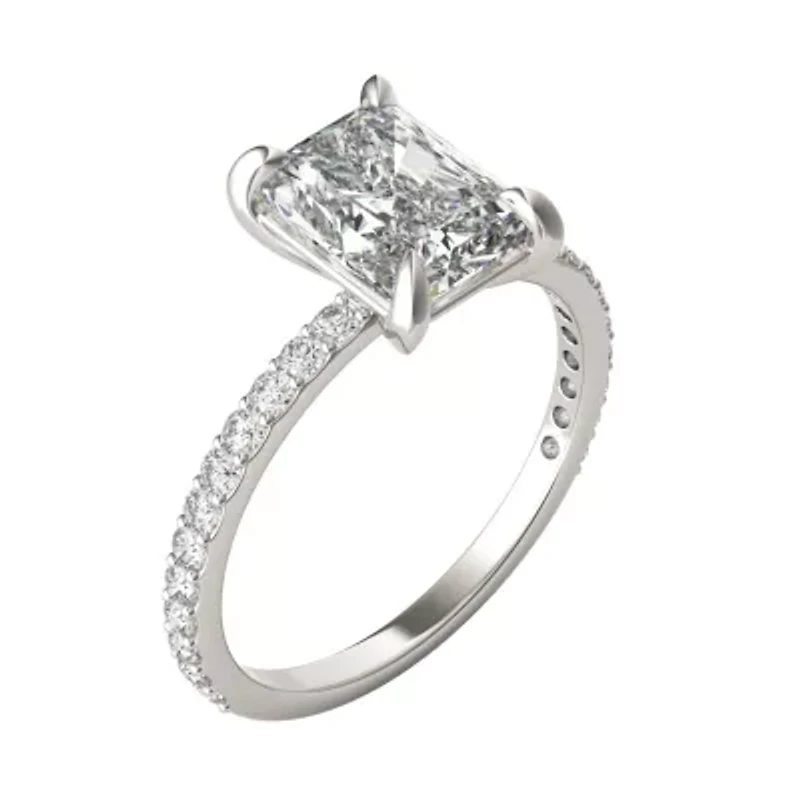 Charles & Colvard 3.12 ct. tw. Lab Created Moissanite Radiant Engagement Ring 14K White Gold