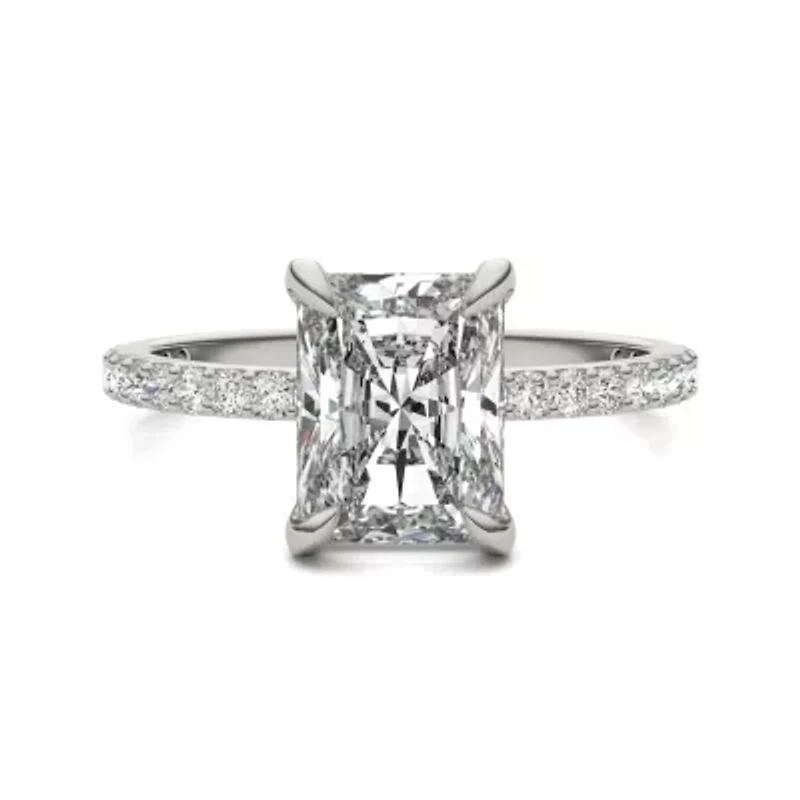 Charles & Colvard 3.12 ct. tw. Lab Created Moissanite Radiant Engagement Ring 14K White Gold