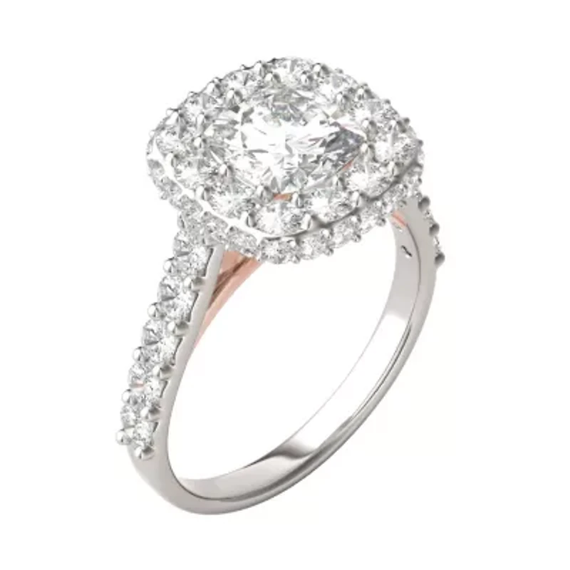 Charles & Colvard 3.34 ct. tw. Lab Created Moissanite Cushion Cathedral Halo Ring