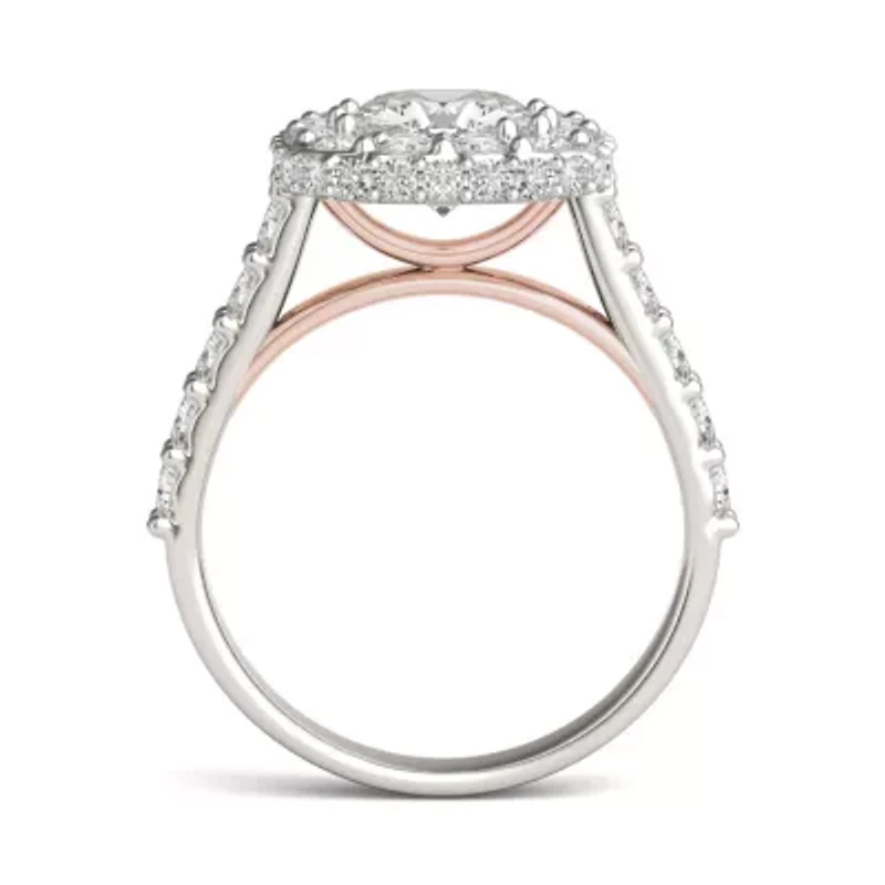 Charles & Colvard 3.34 ct. tw. Lab Created Moissanite Cushion Cathedral Halo Ring