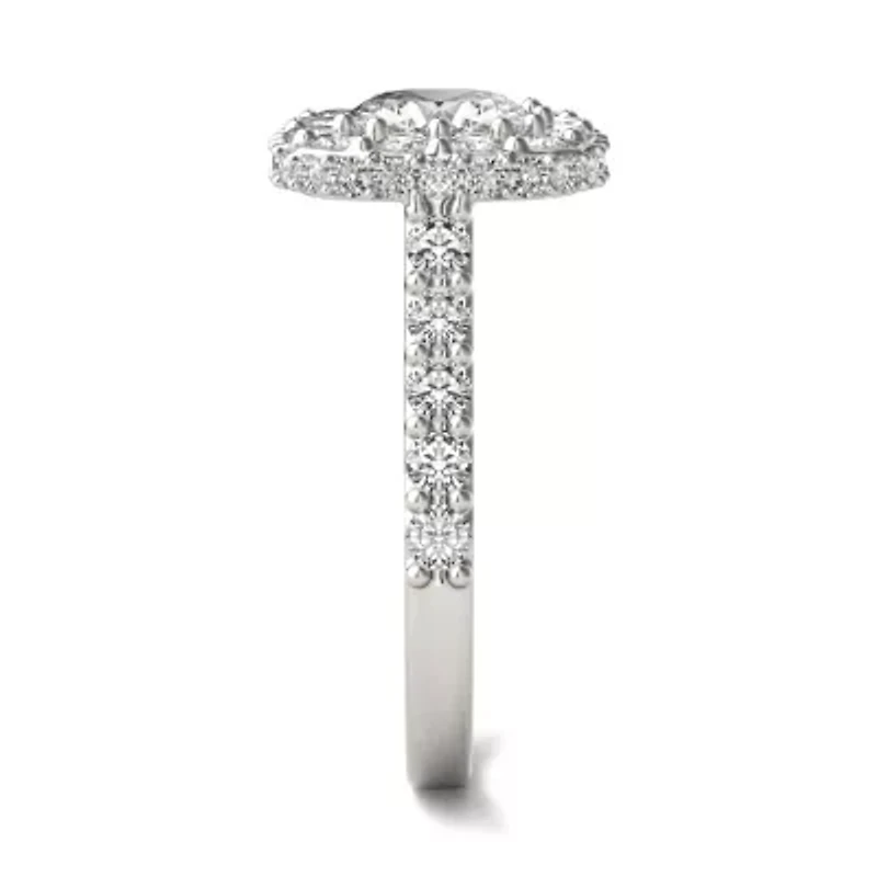 Charles & Colvard 3.34 ct. tw. Lab Created Moissanite Cushion Cathedral Halo Ring