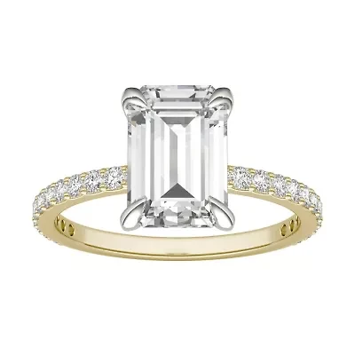 Charles & Colvard 2.94 ct. tw. Lab Created Moissanite Emerald Engagement Ring 14K White Gold