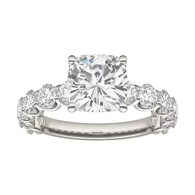 Charles & Colvard 3.56 ct. tw. Lab Created Moissanite Cushion Trellis Engagement Rings 14K White Gold