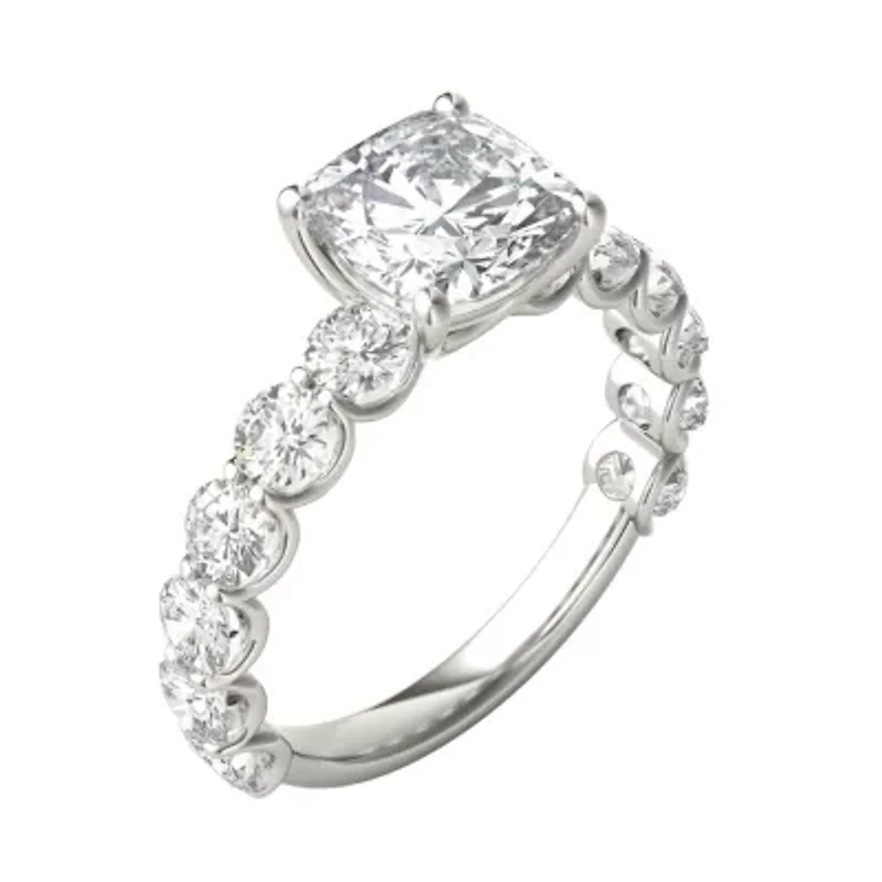 Charles & Colvard 3.56 ct. tw. Lab Created Moissanite Cushion Trellis Engagement Rings 14K White Gold