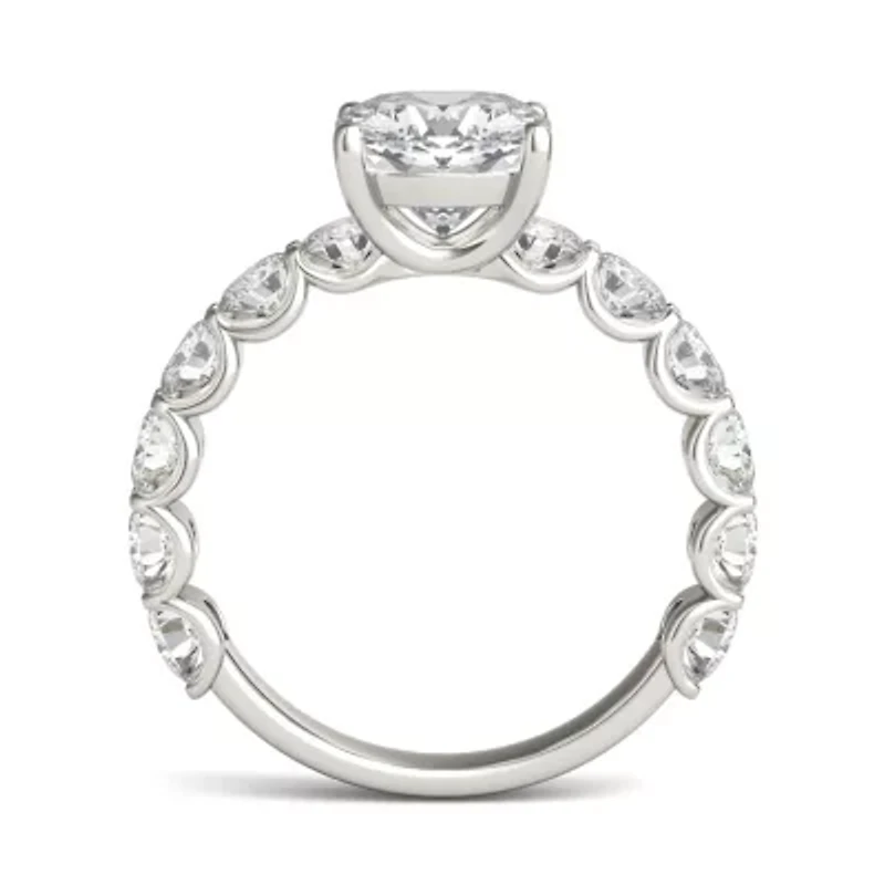 Charles & Colvard 3.56 ct. tw. Lab Created Moissanite Cushion Trellis Engagement Rings 14K White Gold