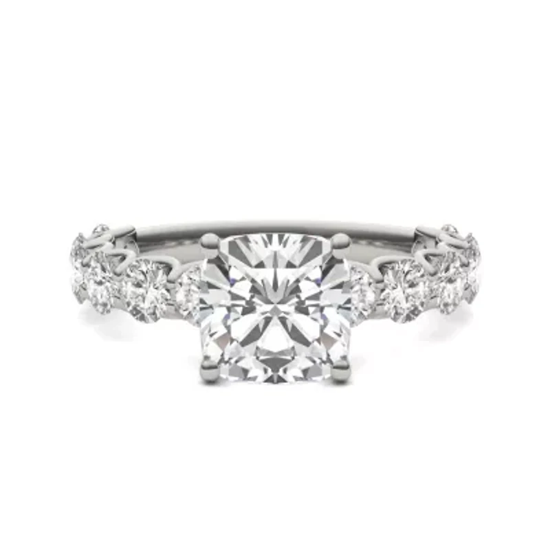 Charles & Colvard 3.56 ct. tw. Lab Created Moissanite Cushion Trellis Engagement Rings 14K White Gold