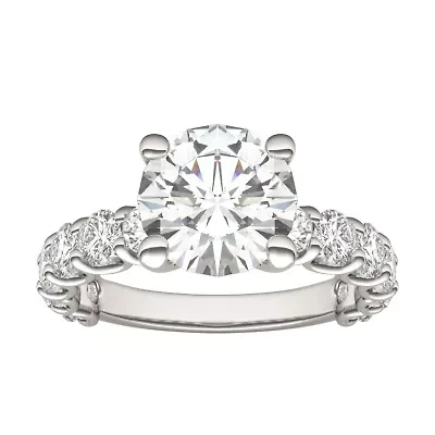 Charles & Colvard 3.76 ct. tw. Lab Created Moissanite Round Trellis Engagement Ring 14K White Gold