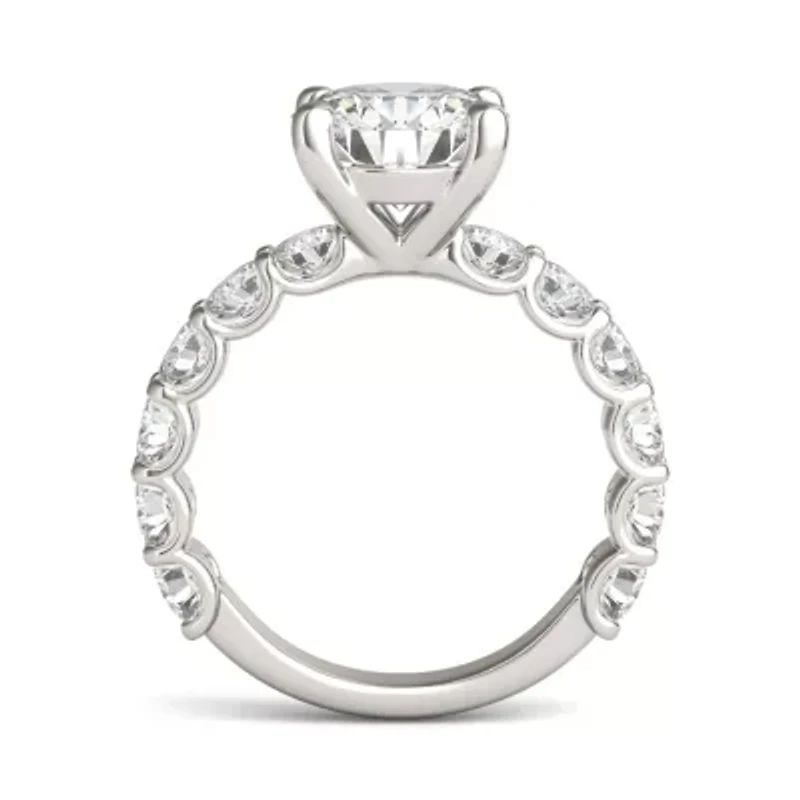 Charles & Colvard 3.76 ct. tw. Lab Created Moissanite Round Trellis Engagement Ring 14K White Gold