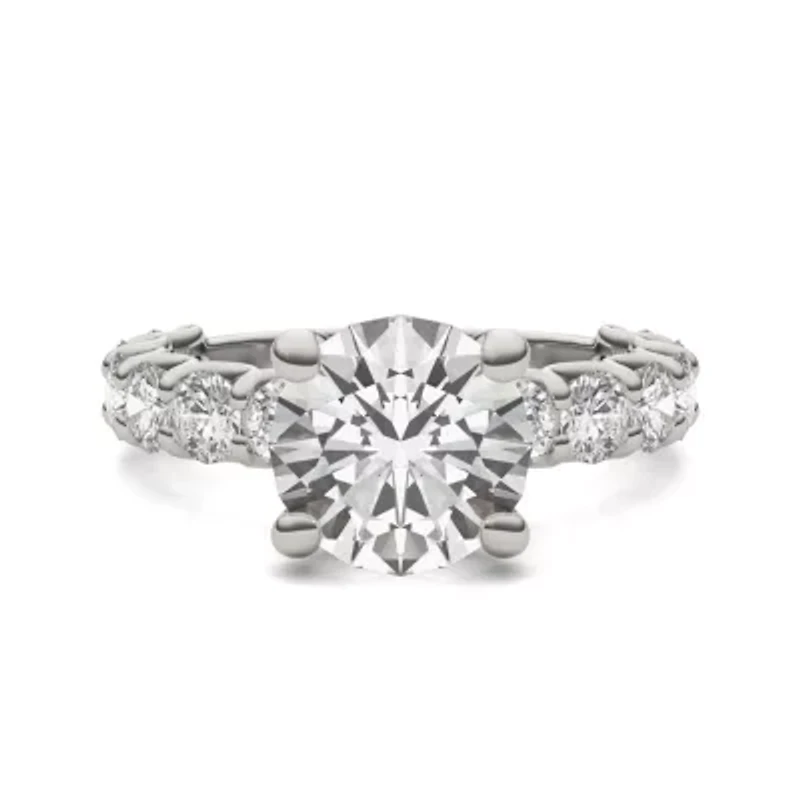 Charles & Colvard 3.76 ct. tw. Lab Created Moissanite Round Trellis Engagement Ring 14K White Gold