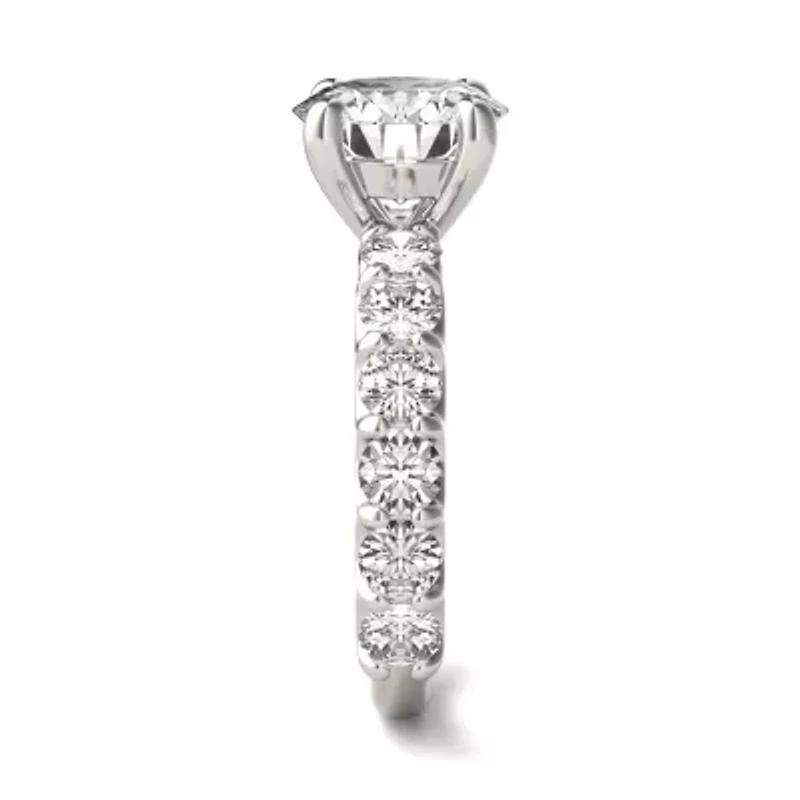Charles & Colvard 3.76 ct. tw. Lab Created Moissanite Round Trellis Engagement Ring 14K White Gold