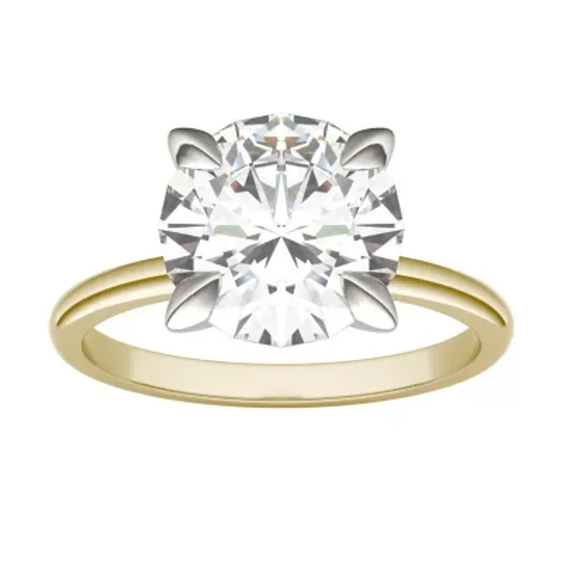 Charles & Colvard ct. tw. Lab Created Moissanite Round Solitaire Ring 14K White and Yellow Gold