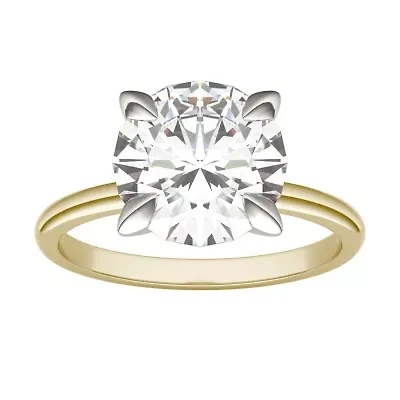 Charles & Colvard 3.1 ct. tw. Lab Created Moissanite Round Solitaire Ring 14K White and Yellow Gold