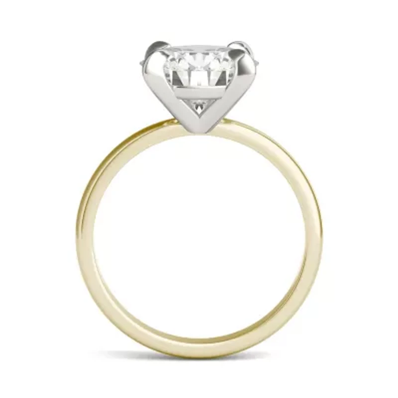 Charles & Colvard ct. tw. Lab Created Moissanite Round Solitaire Ring 14K White and Yellow Gold
