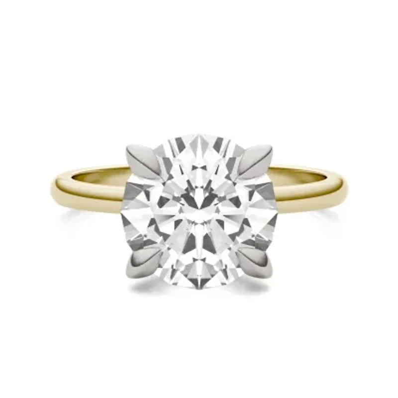 Charles & Colvard ct. tw. Lab Created Moissanite Round Solitaire Ring 14K White and Yellow Gold