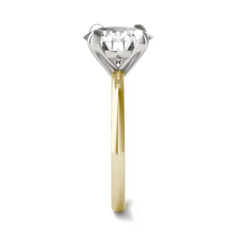 Charles & Colvard ct. tw. Lab Created Moissanite Round Solitaire Ring 14K White and Yellow Gold