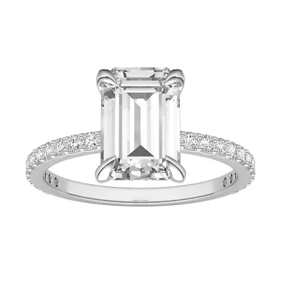Charles & Colvard 2.94 ct. tw. Lab Created Moissanite Emerald Engagement Ring 14K White Gold