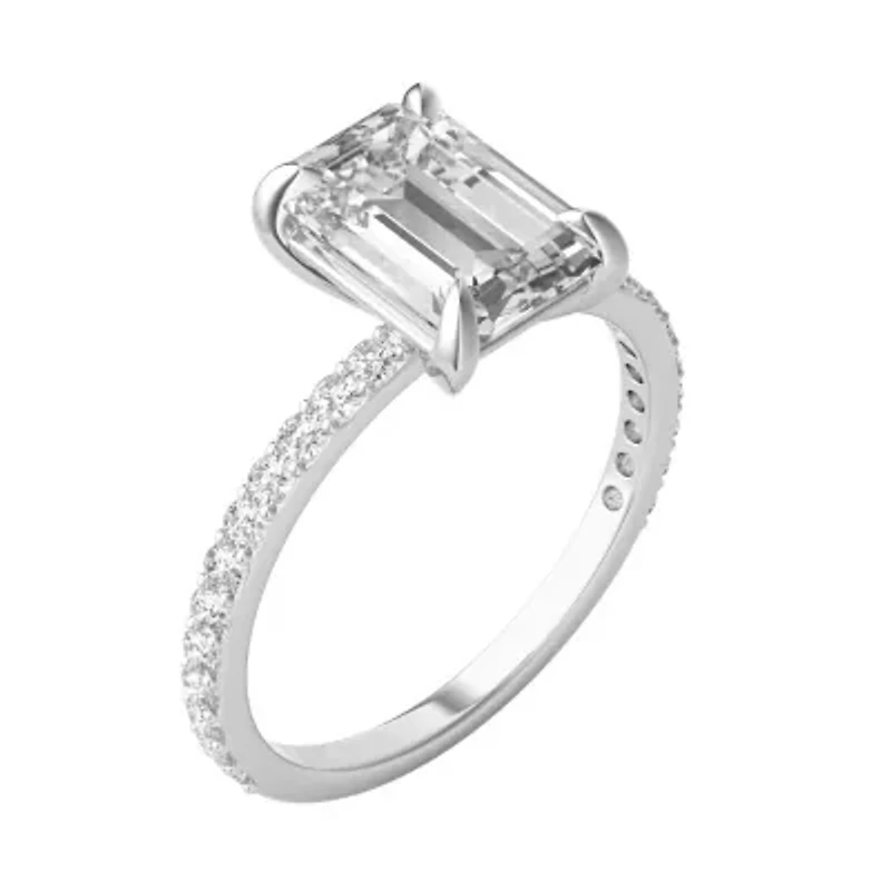 Charles & Colvard 2.94 ct. tw. Lab Created Moissanite Emerald Engagement Ring 14K White Gold