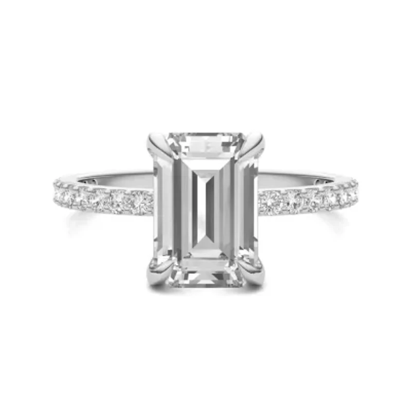 Charles & Colvard 2.94 ct. tw. Lab Created Moissanite Emerald Engagement Ring 14K White Gold