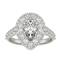 Charles & Colvard 3.14 ct. tw. Lab Created Moissanite Pear Cathedral Halo Ring