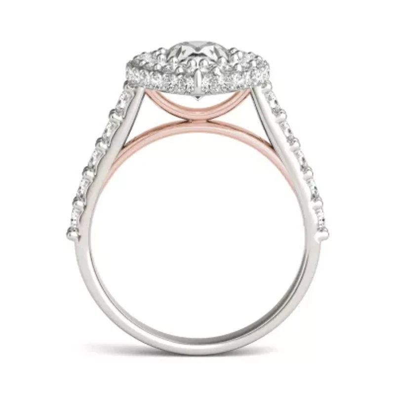 Charles & Colvard 3.14 ct. tw. Lab Created Moissanite Pear Cathedral Halo Ring