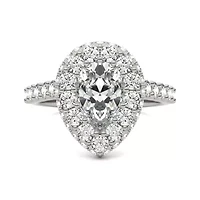 Charles & Colvard 3.14 ct. tw. Lab Created Moissanite Pear Cathedral Halo Ring