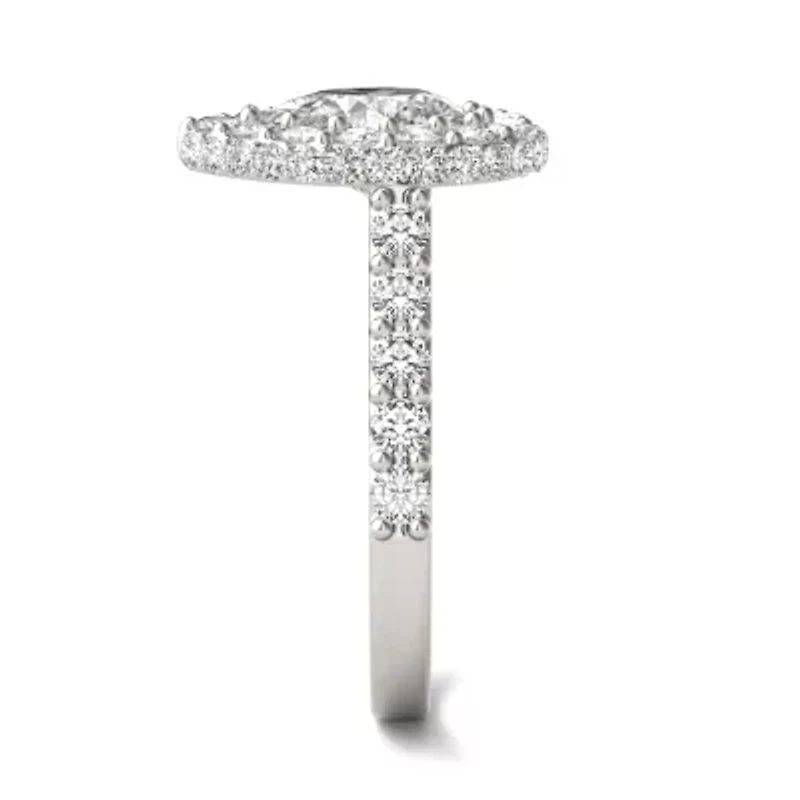Charles & Colvard 3.14 ct. tw. Lab Created Moissanite Pear Cathedral Halo Ring