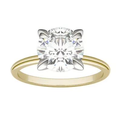 Charles & Colvard 2.2 ct. tw. Lab Created Moissanite Round Solitaire Ring 14K White and Yellow Gold