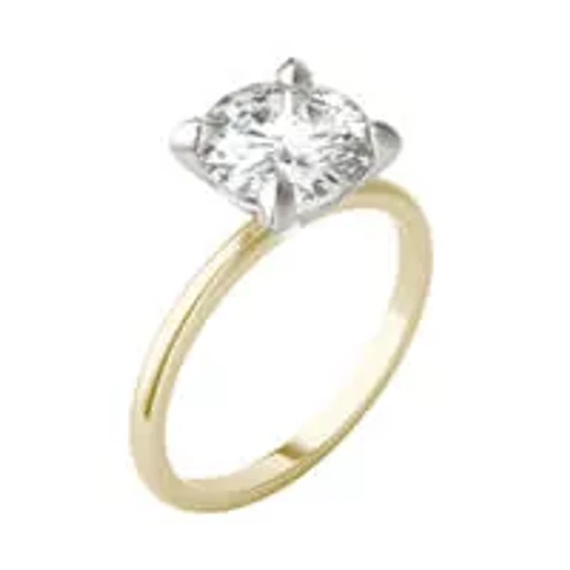 Charles & Colvard ct. tw. Lab Created Moissanite Round Solitaire Ring 14K White and Yellow Gold