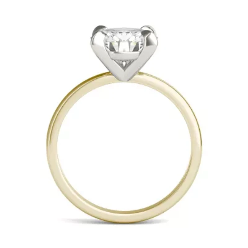 Charles & Colvard ct. tw. Lab Created Moissanite Round Solitaire Ring 14K White and Yellow Gold